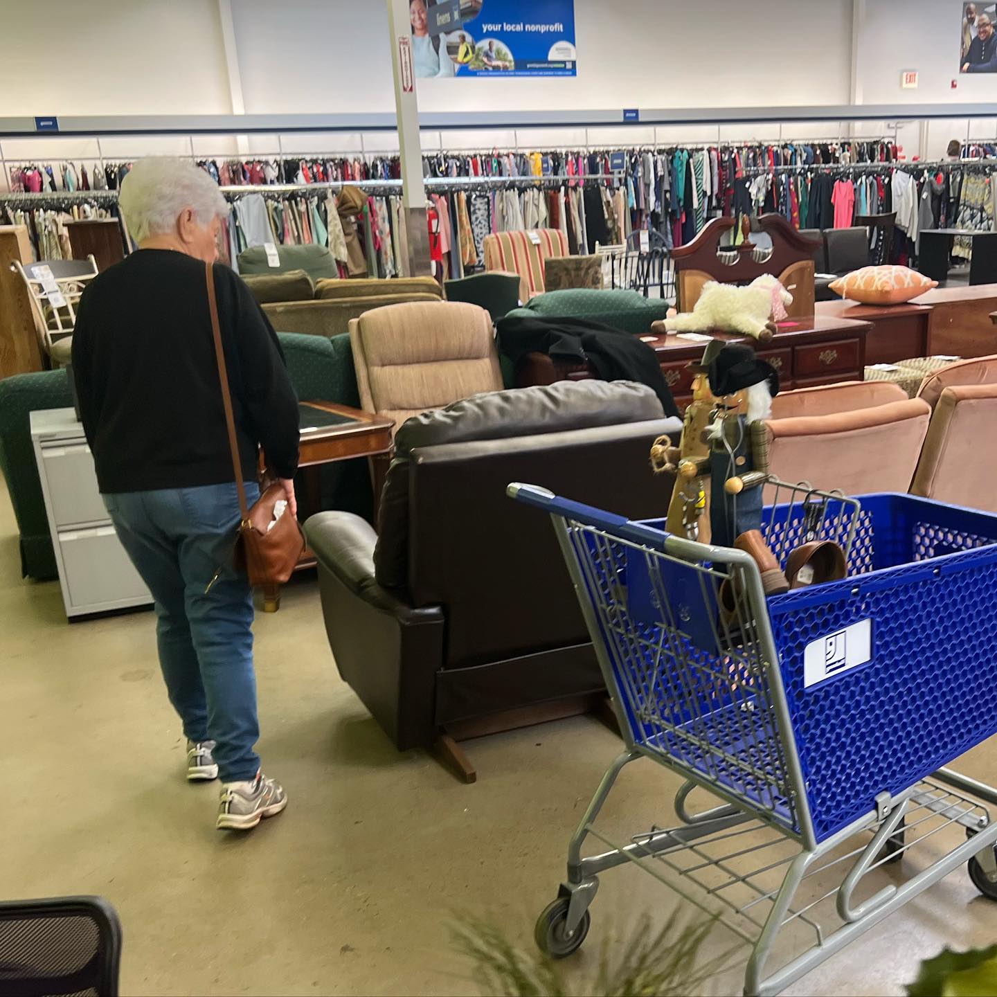 I don’t know what you’re doing this Black Friday, but I’ve been following this elderly woman at the Hendersonville Goodwill for 30 minutes just waiting for her to put those two nutcrackers back on the shelf.